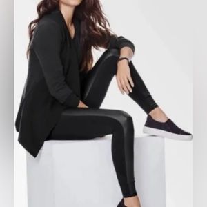 Athleta Delancey Gleam Faux Leather front Moto Tights leggings